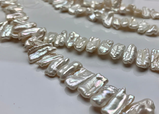 7 x 20-22 mm Natural White Biwa Stick Freshwater Pearl Beads, Genuine Cultured Center Drilled Pearl Beads,Natural Pearl Beads #566