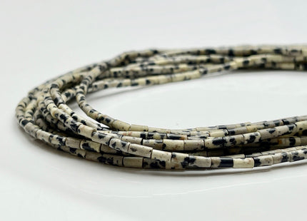 2x4 mm Tube Shape Natural Dalmatian Jasper Gemstone Beads Genuine Black Cream Jasper Gemstones Loose Spacer Beads 15.5 Inches Strand #3899