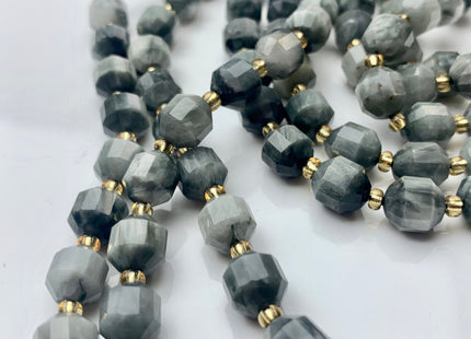 7x8mm AAA Half Strand Faceted Energy Prism Cut Eagle Eye Gemstone Genuine Double Terminated Points Multi Gray Color Beads 19 Pieces #3638