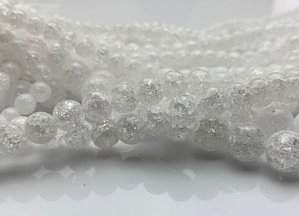 4mm 6mm 8mm 10mm 12mm Round Cracked Clear Rock Crystal Gemstone Beads Natural Clear Rock Crystal Beads Genuine Clear Quartz Beads #2900