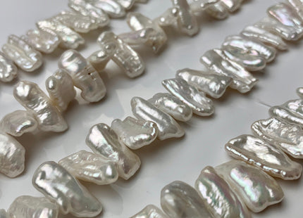 7 x 20-22 mm Natural White Biwa Stick Freshwater Pearl Beads, Genuine Cultured Center Drilled Pearl Beads,Natural Pearl Beads #566