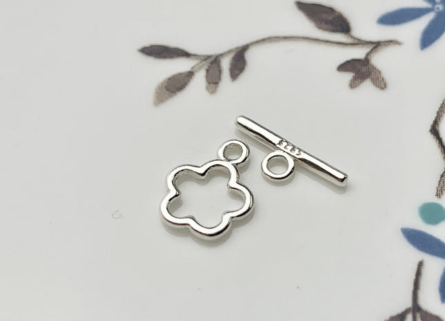 8x10 mm 925 Sterling Silver Toggle Clasp Genuine 925 Sterling Silver Toggle Findings Flower Shape Design DIY Jewelry #10134