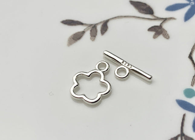 8x10 mm 925 Sterling Silver Toggle Clasp Genuine 925 Sterling Silver Toggle Findings Flower Shape Design DIY Jewelry #10134