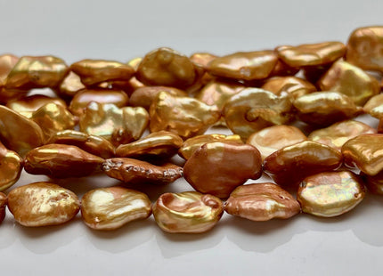 11x13-15 mm AAA High Luster Bronze Keshi Freshwater Pearl Beads Genuine Bronze Color Natural Keshi Paddle Pearl Beads 29 Pieces #P1545