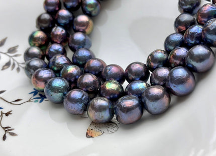 13-17 mm AA Peacock Edison Baroque Pearls Off-Round Shape Genuine High Luster Rainbow Peacock Color Edison Pearl Beads 27 Beads #P1712