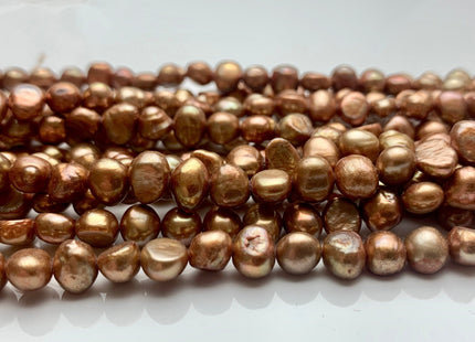 6-7 mm Potato Nugget Orange Copper Brown Color Freshwater Pearl Beads Genuine Cultured High Luster Golden Brown Nugget Pearl #P1250