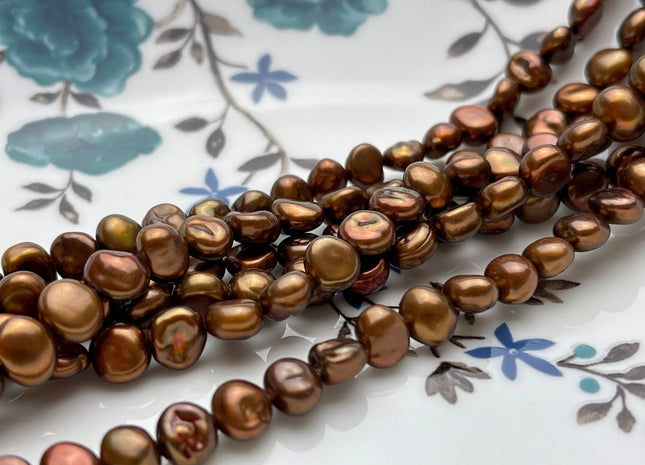 6-7 mm AAA Keshi Nugget Freshwater Pearl Beads Gray OR Bronze Copper Color Genuine Keshi Freshwater Pearls #343