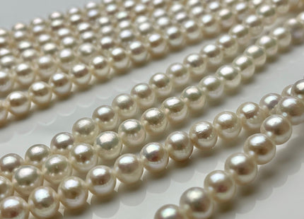 7 mm AAAA Rare Natural White Round Edison Pearls Genuine Large Hole High Luster Pearl Beads Hole Size 1.5mm 2.1mm 57-58 Beads #P1681