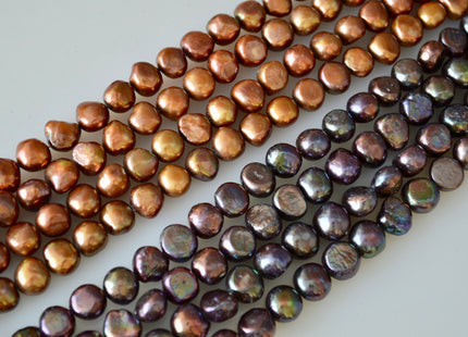 8-9mm Nugget Shape Dark Peacock & Dark Brown Color Freshwater Pearl Beads #917