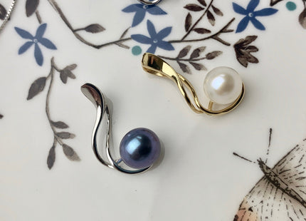One Piece 925 Sterling Silver/Gold Pendant Setting Findings For Half Drilled Pearls Music Note Design Pearl Mounting DIY Jewelry #10198