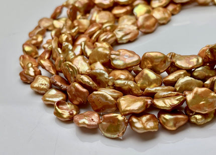 11x13-15 mm AAA High Luster Bronze Keshi Freshwater Pearl Beads Genuine Bronze Color Natural Keshi Paddle Pearl Beads 29 Pieces #P1545