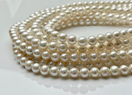 7 mm AAAA Rare Natural White Round Edison Pearls Genuine Large Hole High Luster Pearl Beads Hole Size 1.5mm 2.1mm 57-58 Beads #P1681