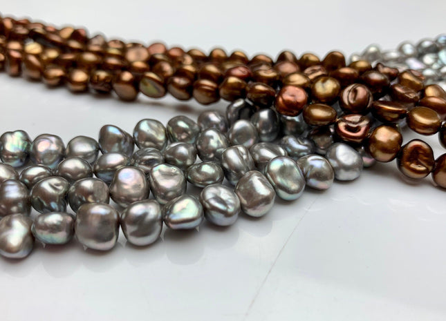 6-7 mm AAA Keshi Nugget Freshwater Pearl Beads Gray OR Bronze Copper Color Genuine Keshi Freshwater Pearls #343