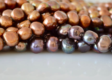 8-9mm Nugget Shape Dark Peacock & Dark Brown Color Freshwater Pearl Beads #917
