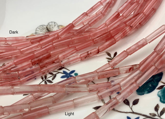 4x13-14 mm Tube Shape Natural Watermelon Quartz Gemstone Beads Genuine Pink Quartz Gemstones Loose Beads 15.5 Inches Strand #2991