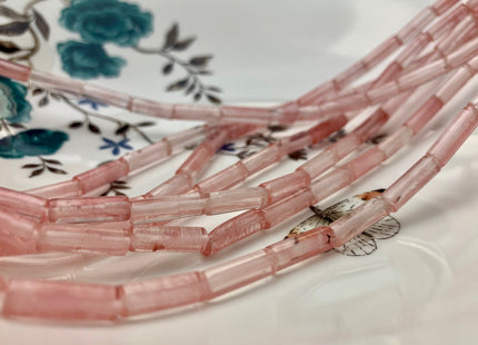 4x13-14 mm Tube Shape Natural Watermelon Quartz Gemstone Beads Genuine Pink Quartz Gemstones Loose Beads 15.5 Inches Strand #2991