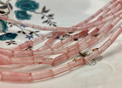 4x13-14 mm Tube Shape Natural Watermelon Quartz Gemstone Beads Genuine Pink Quartz Gemstones Loose Beads 15.5 Inches Strand #2991