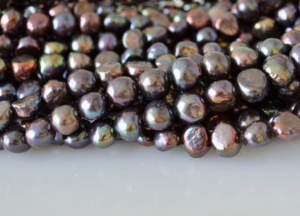 8-9mm Nugget Shape Dark Peacock & Dark Brown Color Freshwater Pearl Beads #917