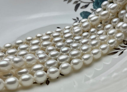 8x10 mm AAA Natural White Rice Shape Freshwater Pearl Beads Genuine Freshwater Rice/Oval Pearls High Quality Pearl Beads #P1840