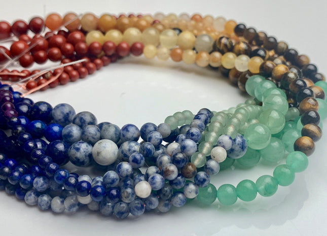 4mm 6mm 8mm 10mm 12mm Natural Chakra Smooth Round Beads Genuine Amethyst Aventurine Lapis Tiger Eye Yellow Jade Sodalite Red Jasper #3092