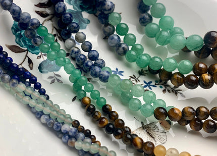 4mm 6mm 8mm 10mm 12mm Natural Chakra Smooth Round Beads Genuine Amethyst Aventurine Lapis Tiger Eye Yellow Jade Sodalite Red Jasper #3092