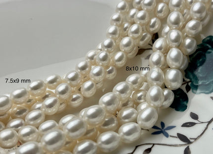 8x10 mm AAA Natural White Rice Shape Freshwater Pearl Beads Genuine Freshwater Rice/Oval Pearls High Quality Pearl Beads #P1840
