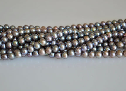 6-6.5 mm Potato Shape Light Peacock & Champagne Color Freshwater Pearl Beads #866