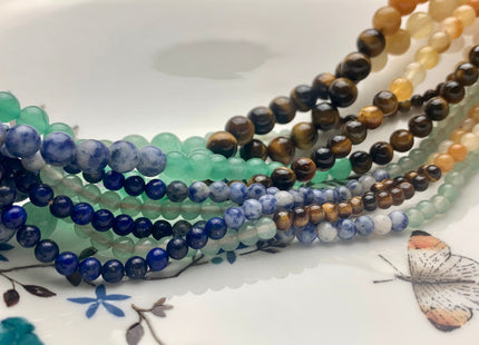 4mm 6mm 8mm 10mm 12mm Natural Chakra Smooth Round Beads Genuine Amethyst Aventurine Lapis Tiger Eye Yellow Jade Sodalite Red Jasper #3092