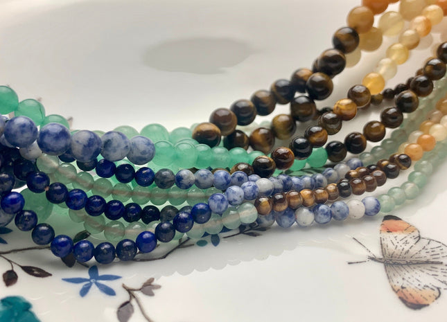 4mm 6mm 8mm 10mm 12mm Natural Chakra Smooth Round Beads Genuine Amethyst Aventurine Lapis Tiger Eye Yellow Jade Sodalite Red Jasper #3092