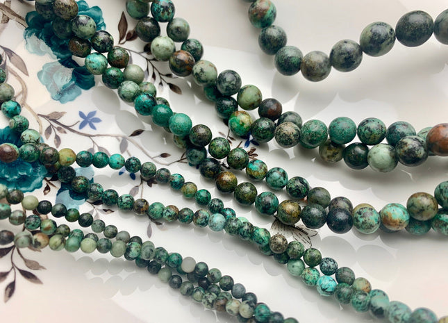 4mm 6mm 8mm 10mm 12mm AAA Smooth Round African Turquoise Gemstone Beads Natural Turquoise Loose Beads 15.5 Inches Strand #3231