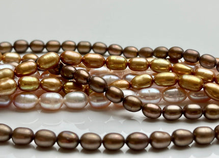 5-5.5x7-8 mm AA Brown Gold Or Natural Pink Rice/Oval Freshwater Pearl Genuine Natural Freshwater Pearl Beads #281