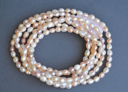 64 inches Genuine 6x8mm Natural White & Pink Nugget Freshwater Pearl Necklace, Bridal Pearl Necklace, Long Genuine Pearl Necklace #137