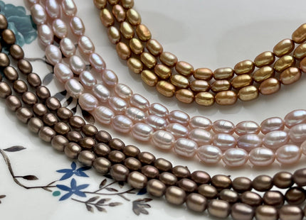 5-5.5x7-8 mm AA Brown Gold Or Natural Pink Rice/Oval Freshwater Pearl Genuine Natural Freshwater Pearl Beads #281