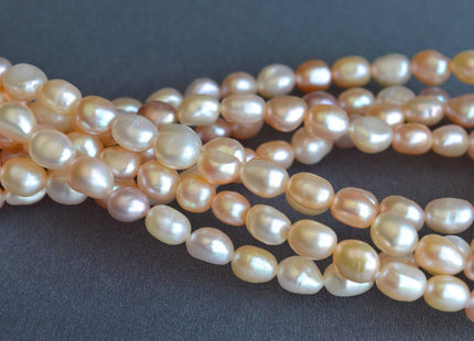 64 inches Genuine 6x8mm Natural White & Pink Nugget Freshwater Pearl Necklace, Bridal Pearl Necklace, Long Genuine Pearl Necklace #137