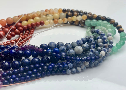 4mm 6mm 8mm 10mm 12mm Natural Chakra Smooth Round Beads Genuine Amethyst Aventurine Lapis Tiger Eye Yellow Jade Sodalite Red Jasper #3092