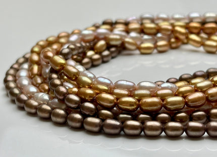 5-5.5x7-8 mm AA Brown Gold Or Natural Pink Rice/Oval Freshwater Pearl Genuine Natural Freshwater Pearl Beads #281