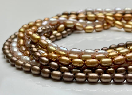 5-5.5x7-8 mm AA Brown Gold Or Natural Pink Rice/Oval Freshwater Pearl Genuine Natural Freshwater Pearl Beads #281