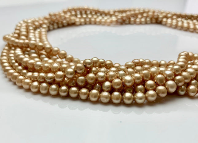 4.5-5 mm AA Champagne Color Potato Freshwater Pearl Beads Genuine High Luster Champagne Freshwater Pearl #1908