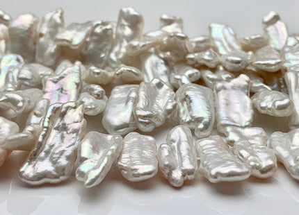 8-10x18-20 mm AAA Natural White Biwa Stick Freshwater Pearl Beads Genuine Cultured Center Drilled White Biwa Pearl Beads #P1367