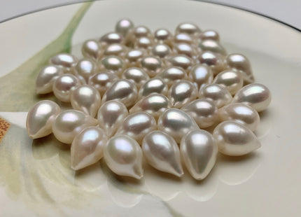 One Piece AAA 9.5-10x12-14 mm Top Quality High Luster Tear Drop Half Drilled Freshwater Pearl Genuine Natural White Freshwater Pearls #1638
