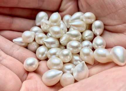 One Piece AAA 9.5-10x12-14 mm Top Quality High Luster Tear Drop Half Drilled Freshwater Pearl Genuine Natural White Freshwater Pearls #1638