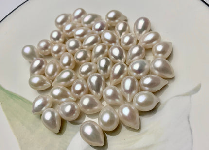 One Piece AAA 9.5-10x12-14 mm Top Quality High Luster Tear Drop Half Drilled Freshwater Pearl Genuine Natural White Freshwater Pearls #1638