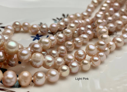 40 Inches Hand Knotted 7 mm Potato Natural White/Light Pink/Blush Pink/Mauve Pink Color Freshwater Pearl Long Necklace #P1093