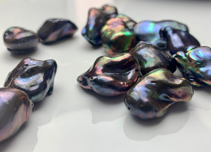 One Piece 19-23x26-33 mm AAA Very Rare Jumbo Rainbow Peacock Baroque Pearl High Luster Nugget Shape Quality Baroque Pearl Beads #P1214