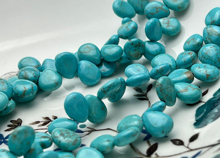 8-9x10-11 mm Turquoise Gemstone Beads Teardrop Coin Chips Shape Genuine Top Drilled Blue Brown Color Gemstone Beads 10 Inch Strands #4039