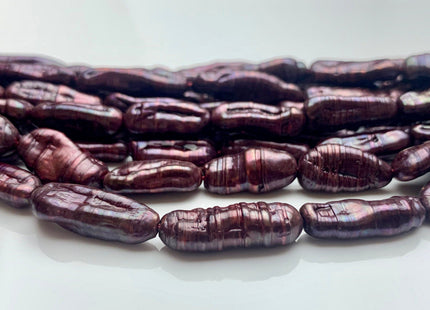7x18-20 mm Dark Mulberry Color Biwa Stick Freshwater Pearls Genuine Dark Purple Cranberry Biwa Stick Pearls #P1246
