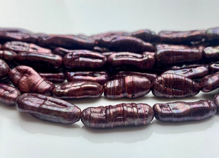 7x18-20 mm Dark Mulberry Color Biwa Stick Freshwater Pearls Genuine Dark Purple Cranberry Biwa Stick Pearls #P1246