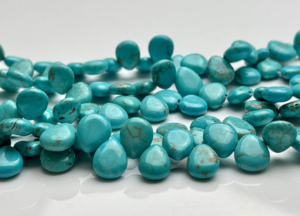 8-9x10-11 mm Turquoise Gemstone Beads Teardrop Coin Chips Shape Genuine Top Drilled Blue Brown Color Gemstone Beads 10 Inch Strands #4039