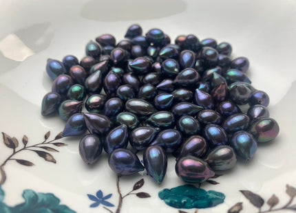 One Piece AAA 9.5-10x13-15 mm Top Quality High Luster Tear Drop Half Drilled Freshwater Pearls Genuine Peacock Color Freshwater Pearls #1643