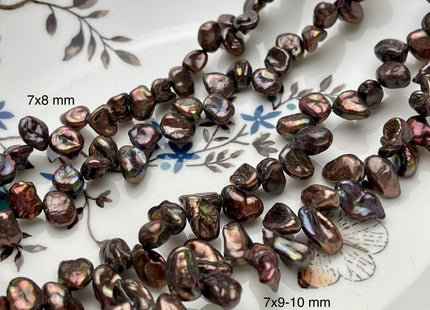 6-8x7-15 mm AA Copper Brown Color Top Drilled Keshi Freshwater Pearl Beads Genuine Freshwater Keshi Pearls #P1563